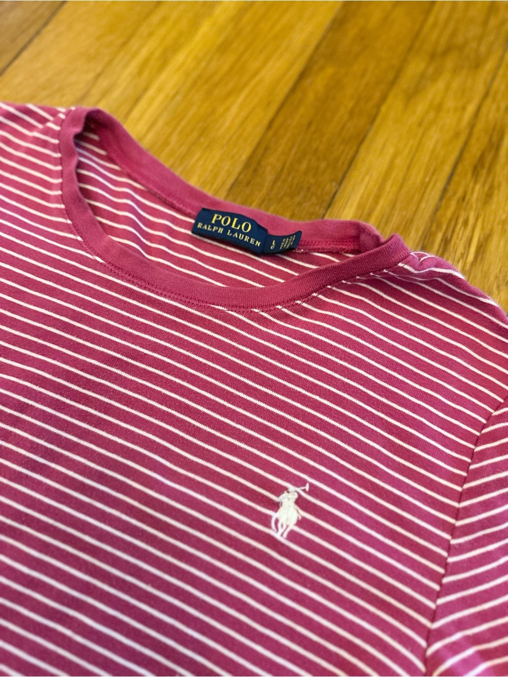 Polo by Ralph Lauren Women’s Pink Stripe Crew Neck Shirt